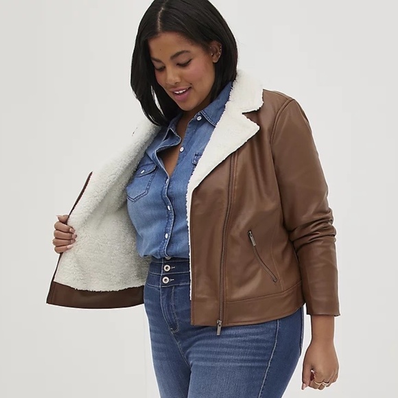 torrid Jackets & Blazers - Torrid Faux Leather Shearling Moto Jacket NWT Size 2X